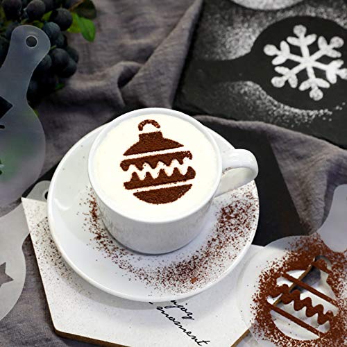 36 Coffee Decorating Stencils + 2 Stainless Steel Mesh Powder Shaker, Magnoloran Foam Latte Art Stencils Barista Templates For D