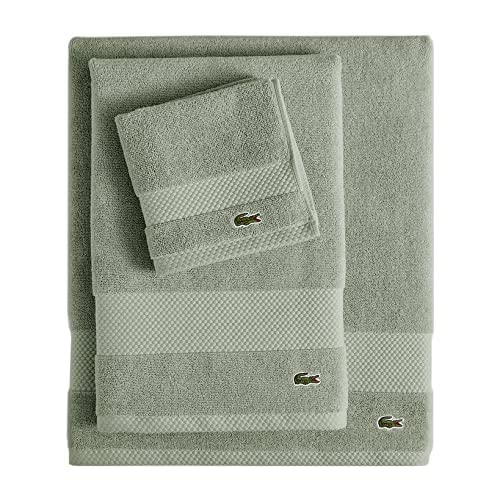Lacoste Heritage Supima Cotton Hand Towel, Aloe, 16'' X 30''