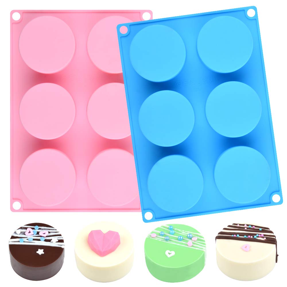 Cake Puck Mold Set, Silicone Cookie Molds Round Cylinder Chocolate Covered Mold (2, Multi)