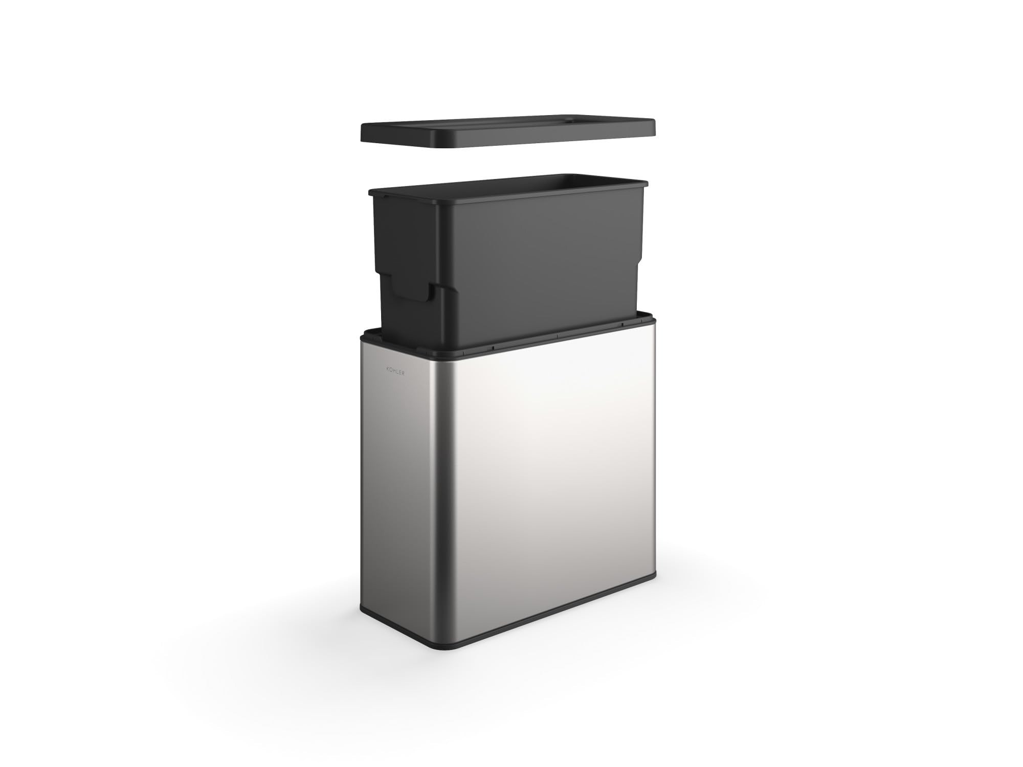 Kohler K-31313-Stw 12-Liter Open-Top Trash Can, White Stainless Steel