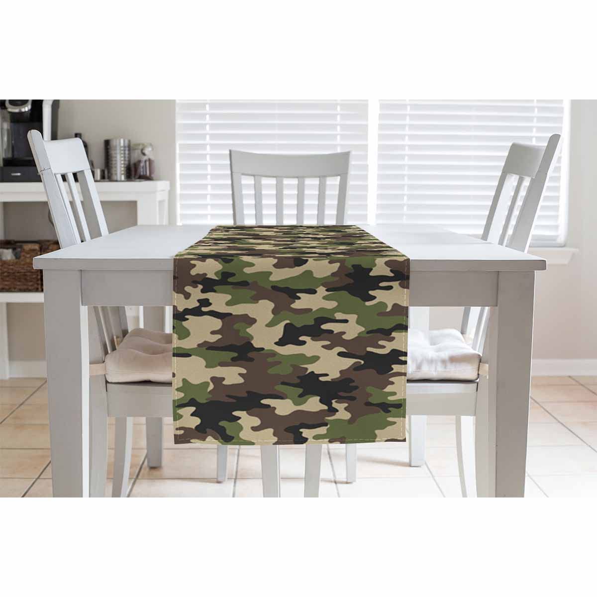 Hosnye Table Runner Green Camouflage Seamless Pattern,Cotton Linen Table Runner Decoration For Kitchen Family Dinner Table Holid