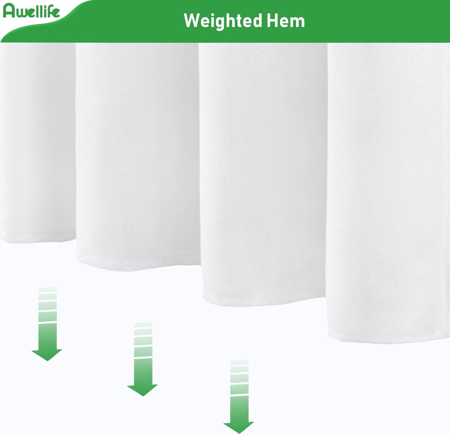 Awellife Extra Long White Linen Style Shower Curtain Set With 12 Durable Hooks- Off White Textured Fabric Heavy Cloth Shower Cur