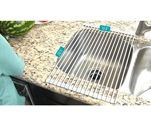 True & Tidy, Multi-Purpose Over The Sink Roll-Up Drying Rack, Dr-881, Red