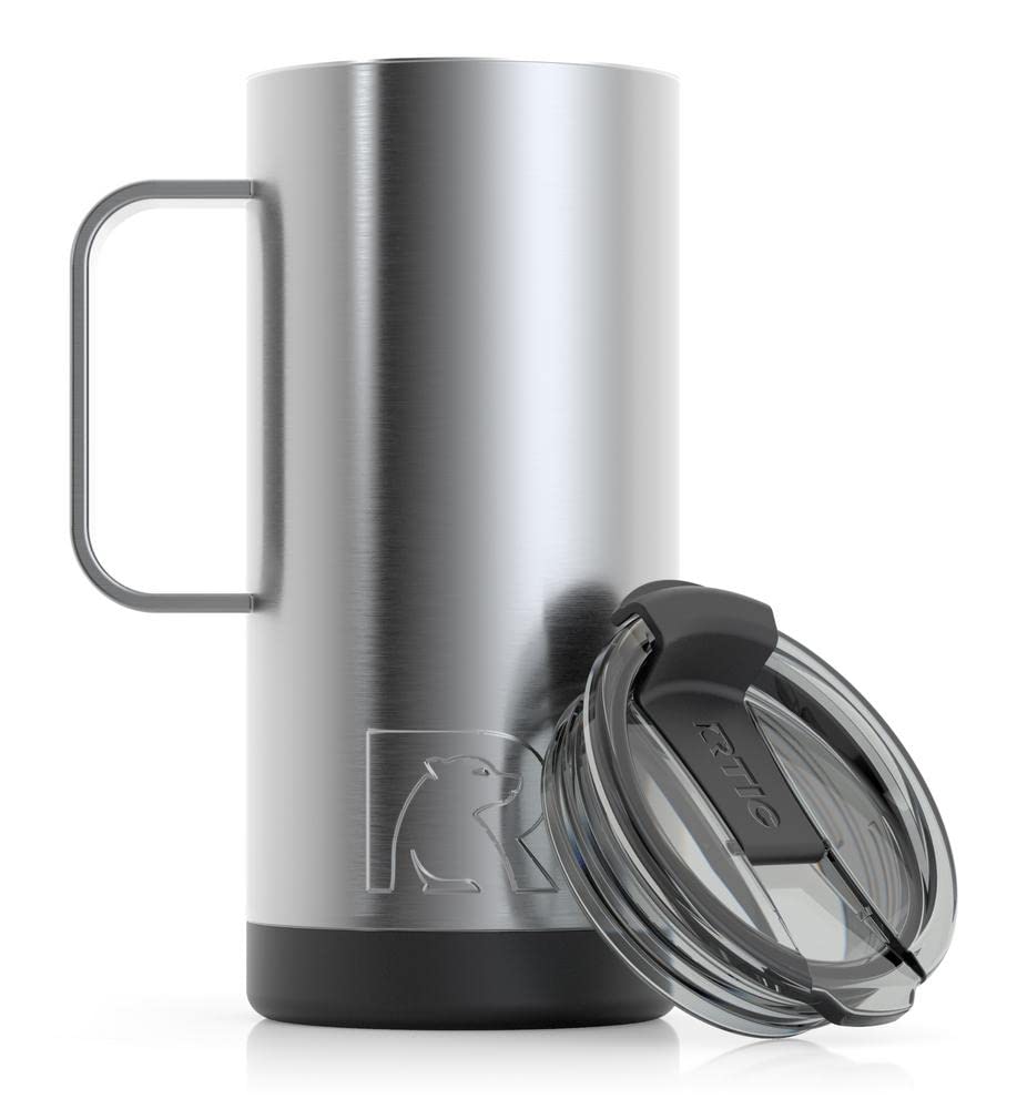 Rtic 16 Oz Coffee Travel Mug With Lid And Handle, Stainless Steel Vacuum-Insulated Mugs, Leak, Spill Proof, Hot Beverage And Col