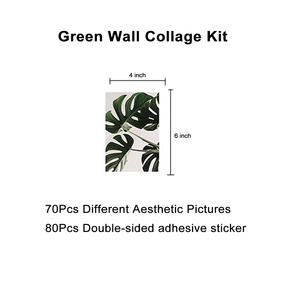 Bopart 70Pcs Wall Collage Kit Aesthetic Picures, Green Plant Room Decor Aesthetic Collage Picture Wall Decor For Teen Girls/Boys