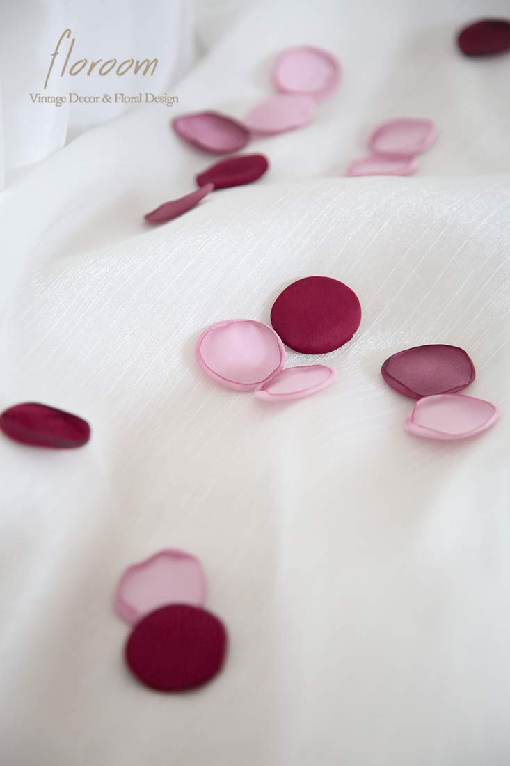 Floroom 300Pcs Silk Rose Petals Burgundy Maroon Mauve Artificial Flower Petals For Wedding Flower Girl Basket Aisle Scatter Tabl