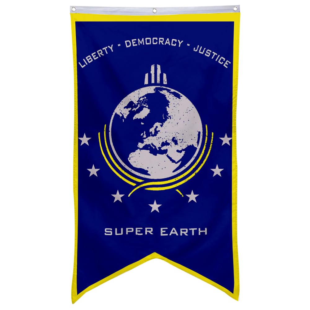 Aihccy Super Earth Banner Flag Liberty Democary Justice Banner Man Cave Bed Room Home Office Party Decor 30X50 Inch (Blue 1)