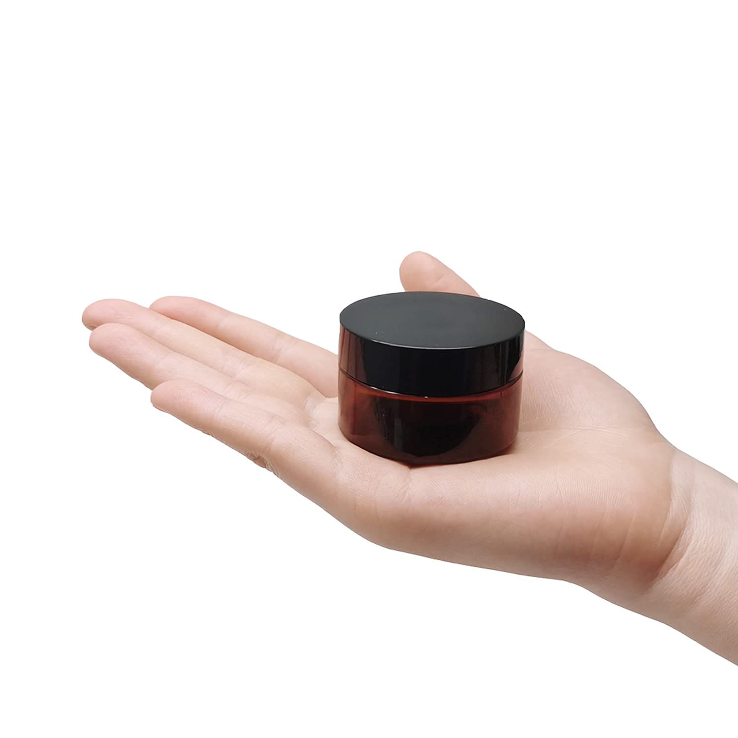 1 Oz Amber Plastic Cosmetic Jars Leak Proof Container With Black Lid For Cream, Lotion, Powder, Ointment, Beauty Products Etc, 1