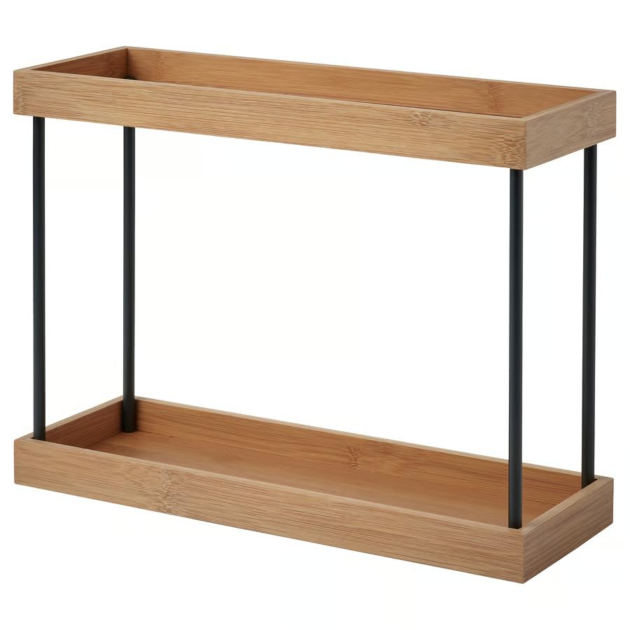 Stork Nlblecka Kitchen Countertop Organiser, Bamboo And Metal, TwoTier, 38X13X28 Cm