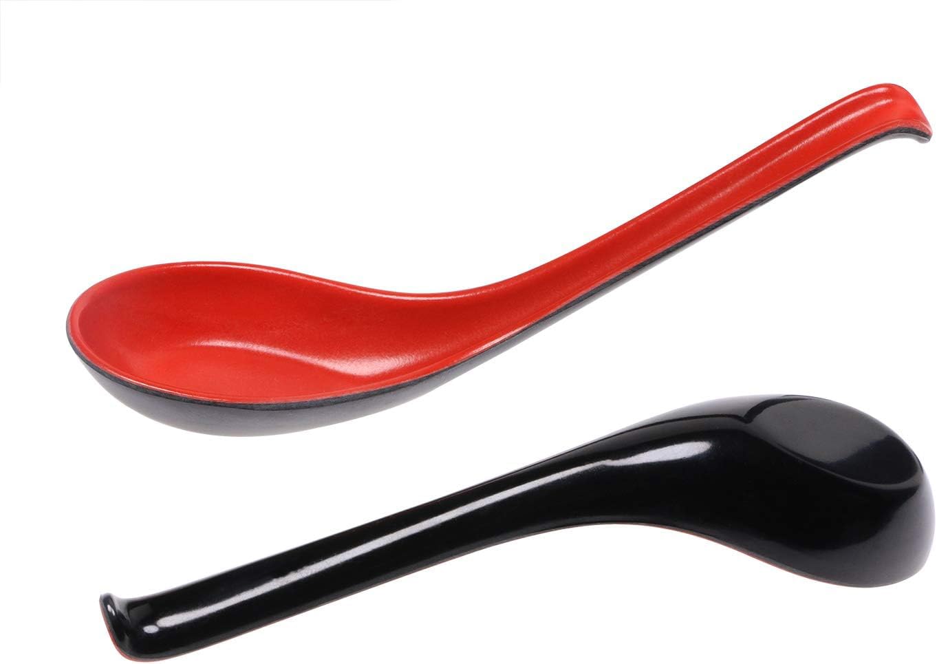 Mini Skater Set Of 5 Ramen Noodle Soup Spoon With Long Handle Red Black Vintage Large Spoons For Restaurants Home Hotel Food Sho