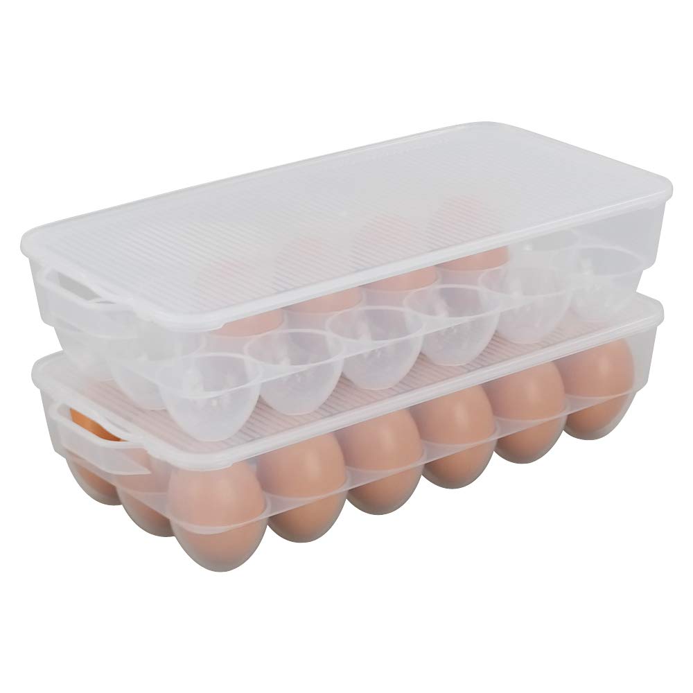 Begale 4-Pack Clear Egg Tray Container With Lid, Plastic Covered Egg Holder For Refrigerator, Fits 18 X 4 Eggs (72 Eggs)