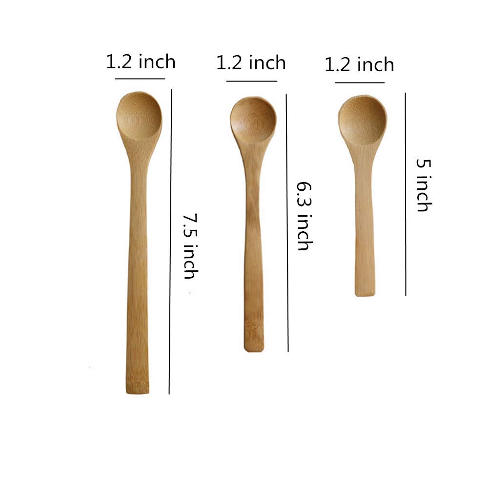 Small Bamboo Spoons, Set Of 6 Multi-Size Soup Spoons Mini Tasting Spoons Wooden Teaspoon For Coffee Tea Jam Herbs Salts And Dese