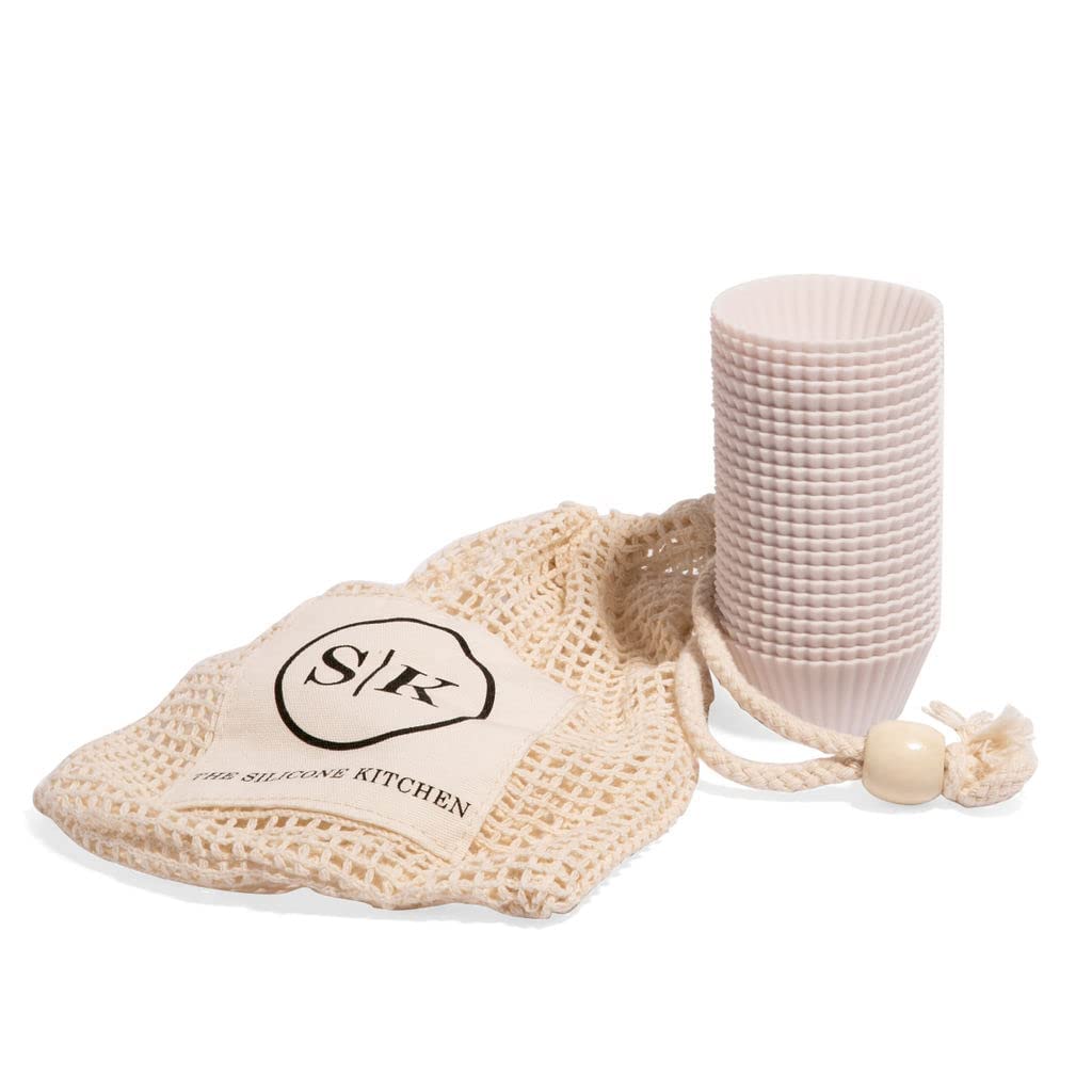 The Silicone Kitchen Reusable Silicone Baking Cups - Designer White, Non-Toxic, Bpa Free, Dishwasher Safe (Pack Of 24, Mini)