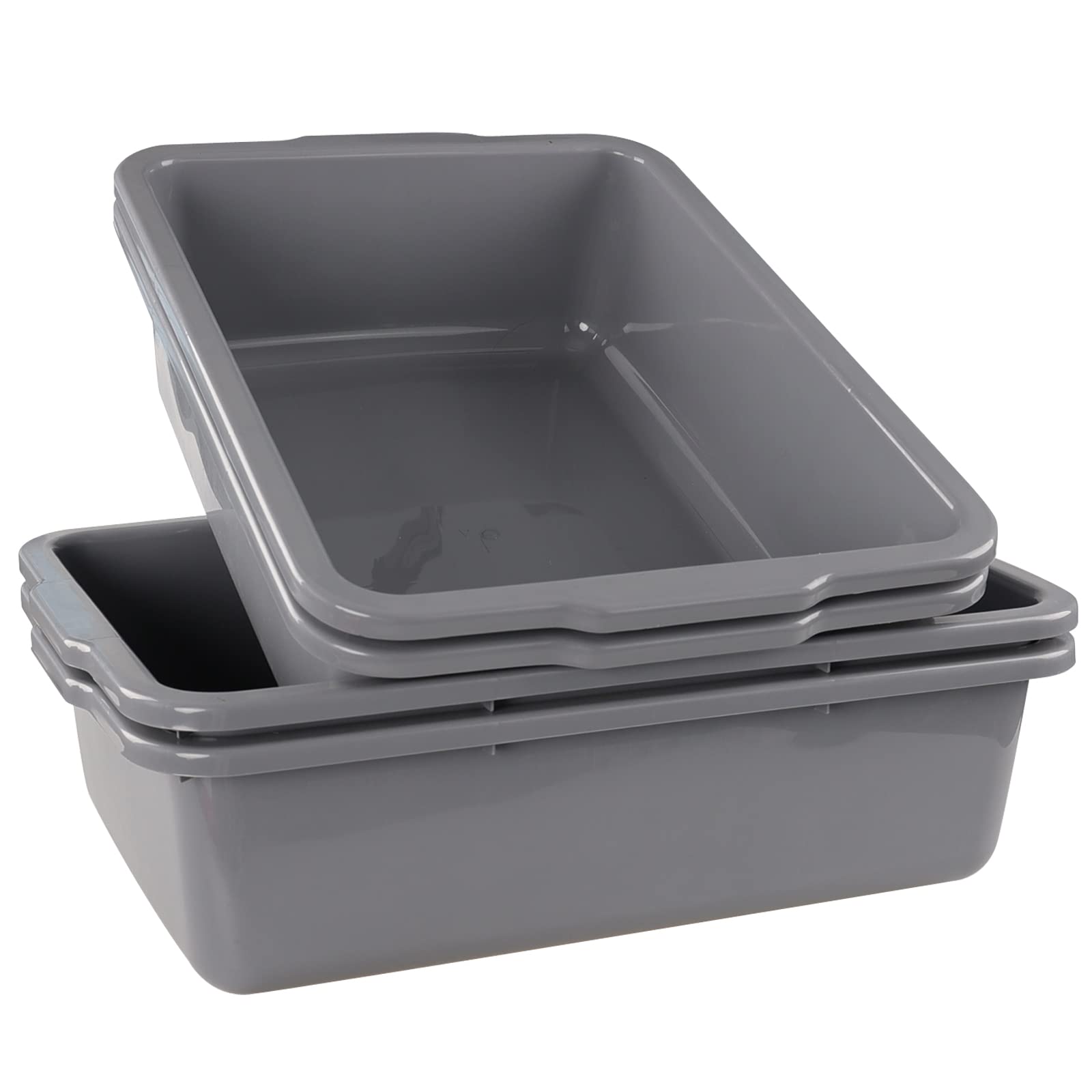 Jekiyo 4 Packs 32 L Commercial Bus Tubs, Large Food Grade Meat Tubs, Grey Restaurant Bus Pans