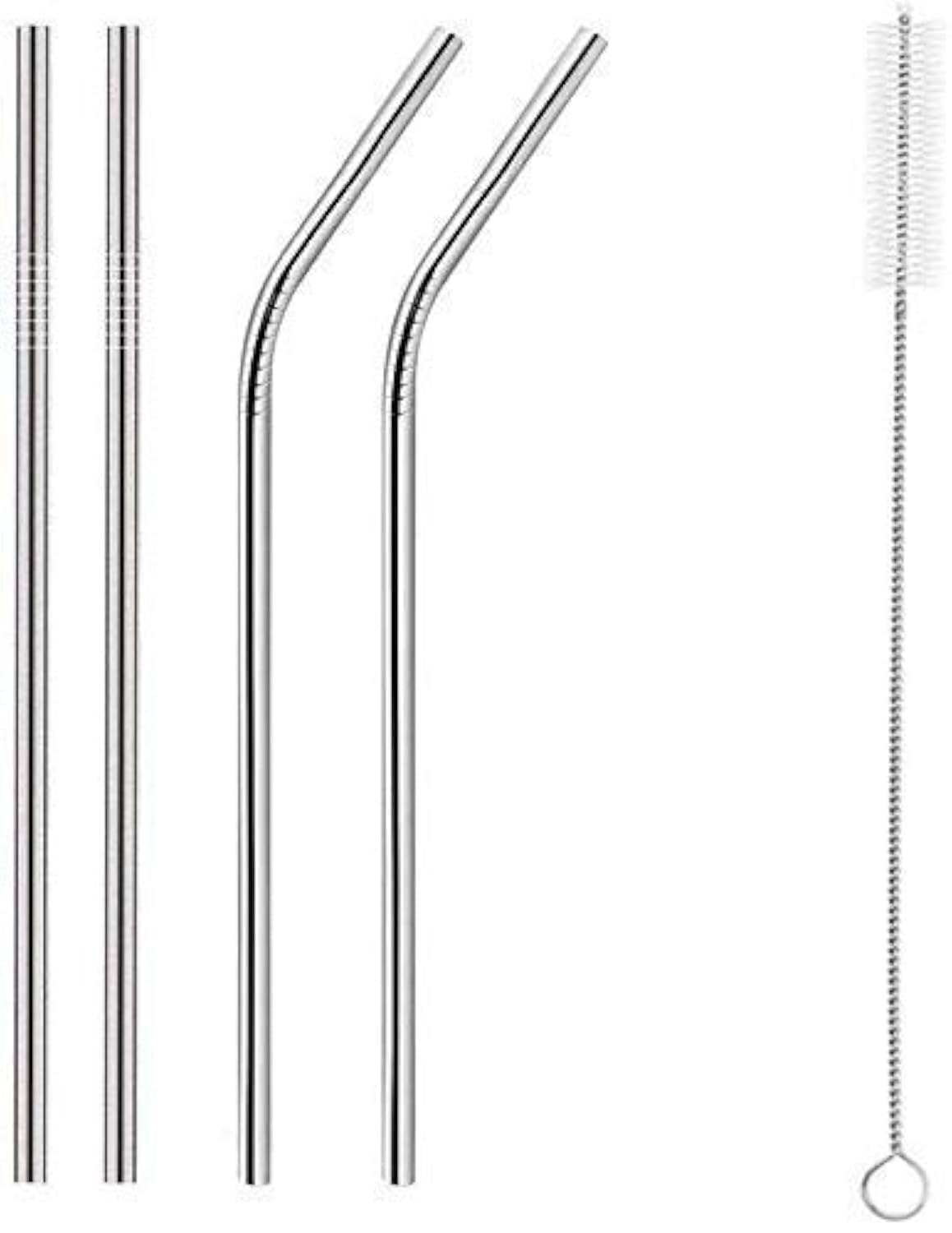 Reusable Stainless Steel Drinking Straw Sipper (2 Straight Straw + 2 Bent Straw & 1 Straw Cleaning Bush)