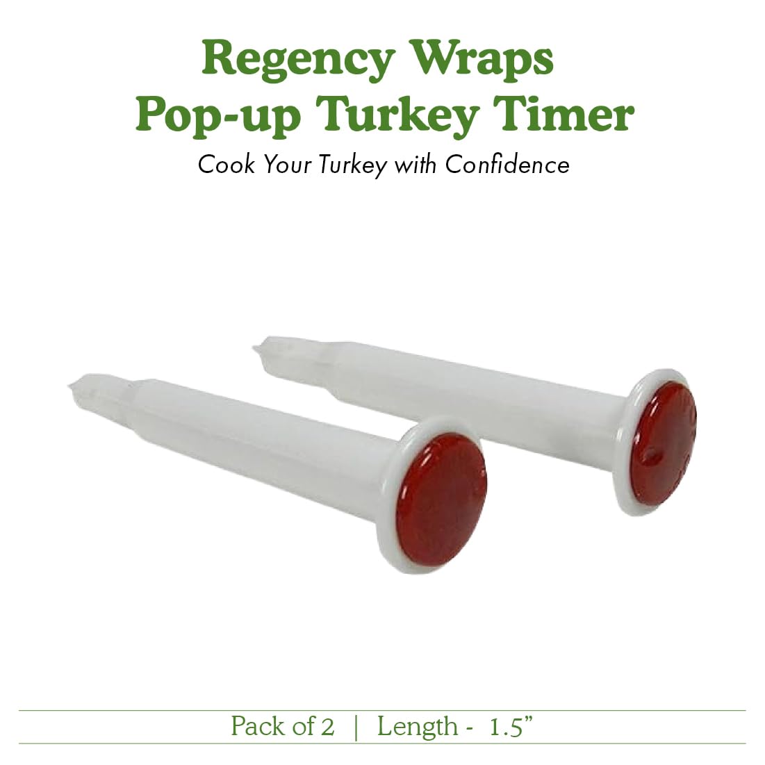 Regency Wraps Disposable Cooking Thermometer for Turkey  Red-Button Automatically Pops-Up When Turkey Reaches 180  Oven  Microwave & Air Fryer Safe  Pack of 2
