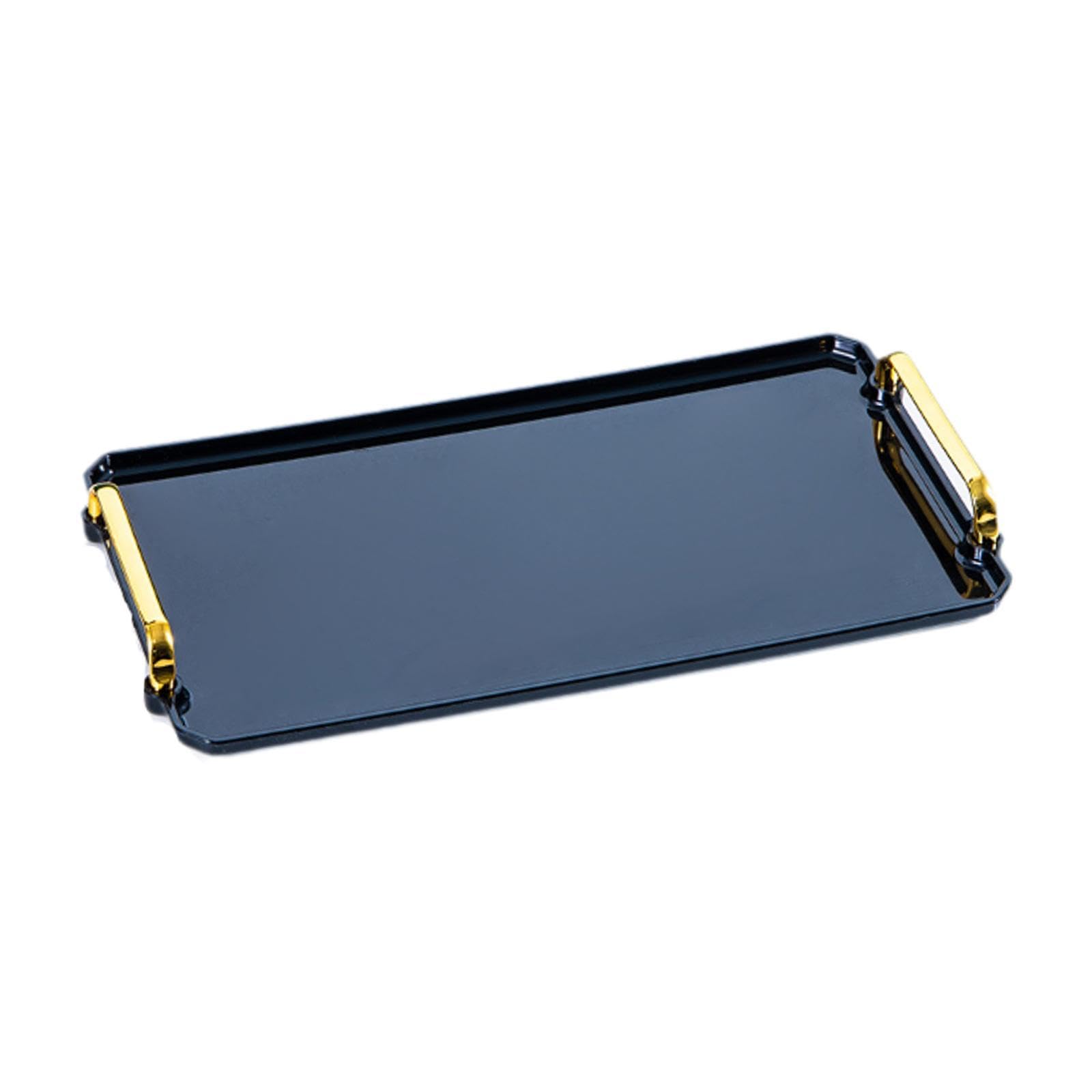 Merishopp Serving Tray Rectangular Modern Cosmetic Storage For Desk Coffee Table Hotel L Black| Wooden Serving Tray | Breakfast 