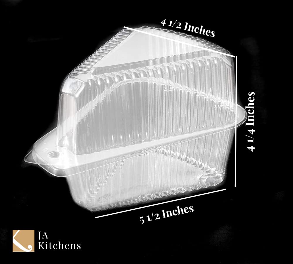Ja Kitchens Hinged, Clear Single-Slice Pie/Cake/Cheesecake Container (High Dome Lid) - 20 Pieces