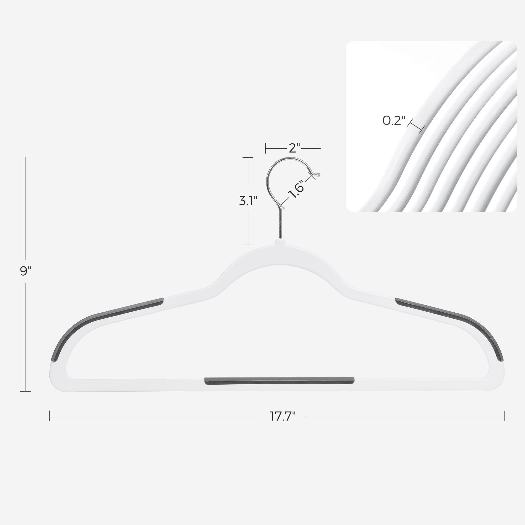 Songmics Clothes Hangers, Pack Of 50 Plastic Coat Hangers, Space-Saving, 0.2 Inches Thick, 17.7 Inches Wide, 360 Swivel Hook, Cl