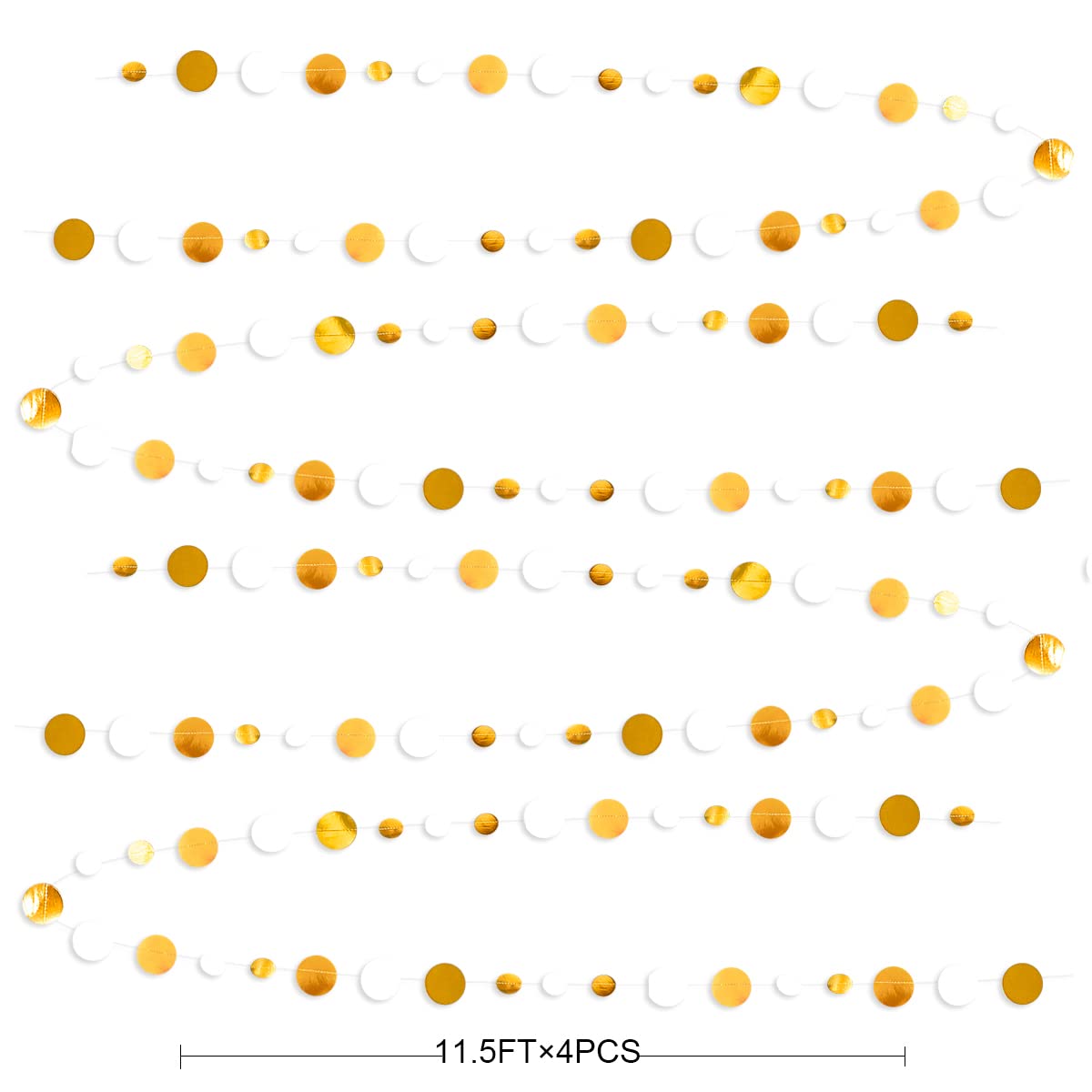46 Feet White And Gold Circle Dots Garland Hanging Paper Polka Dots Streamer For Birthday Bachelorette Engagement Anniversary We
