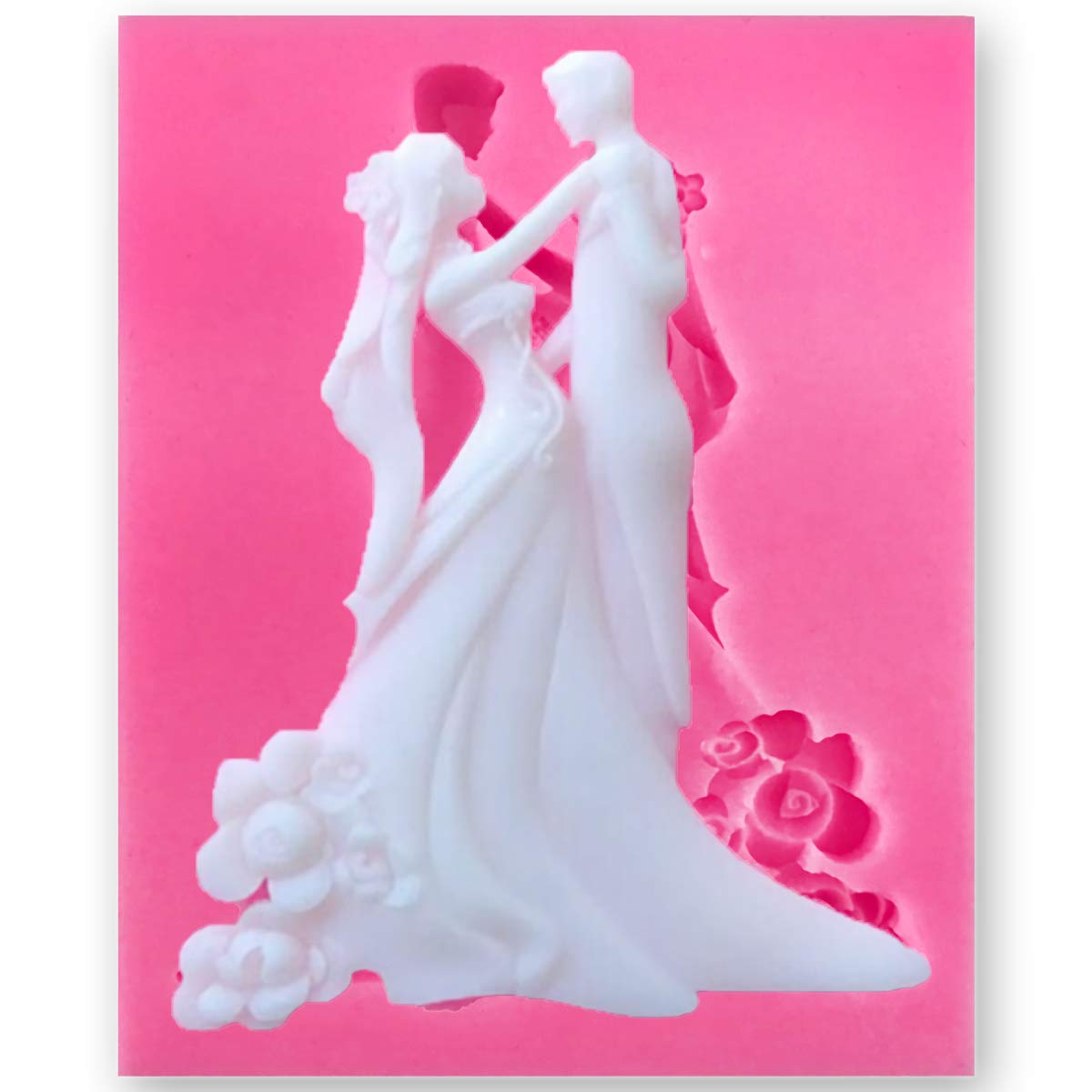 Hengke Bride And Groom Fondant Cake Topper Silicone Mold Couple Dancing Mould Jelly Sugar Chocolate Fondant Silicone Molds For S