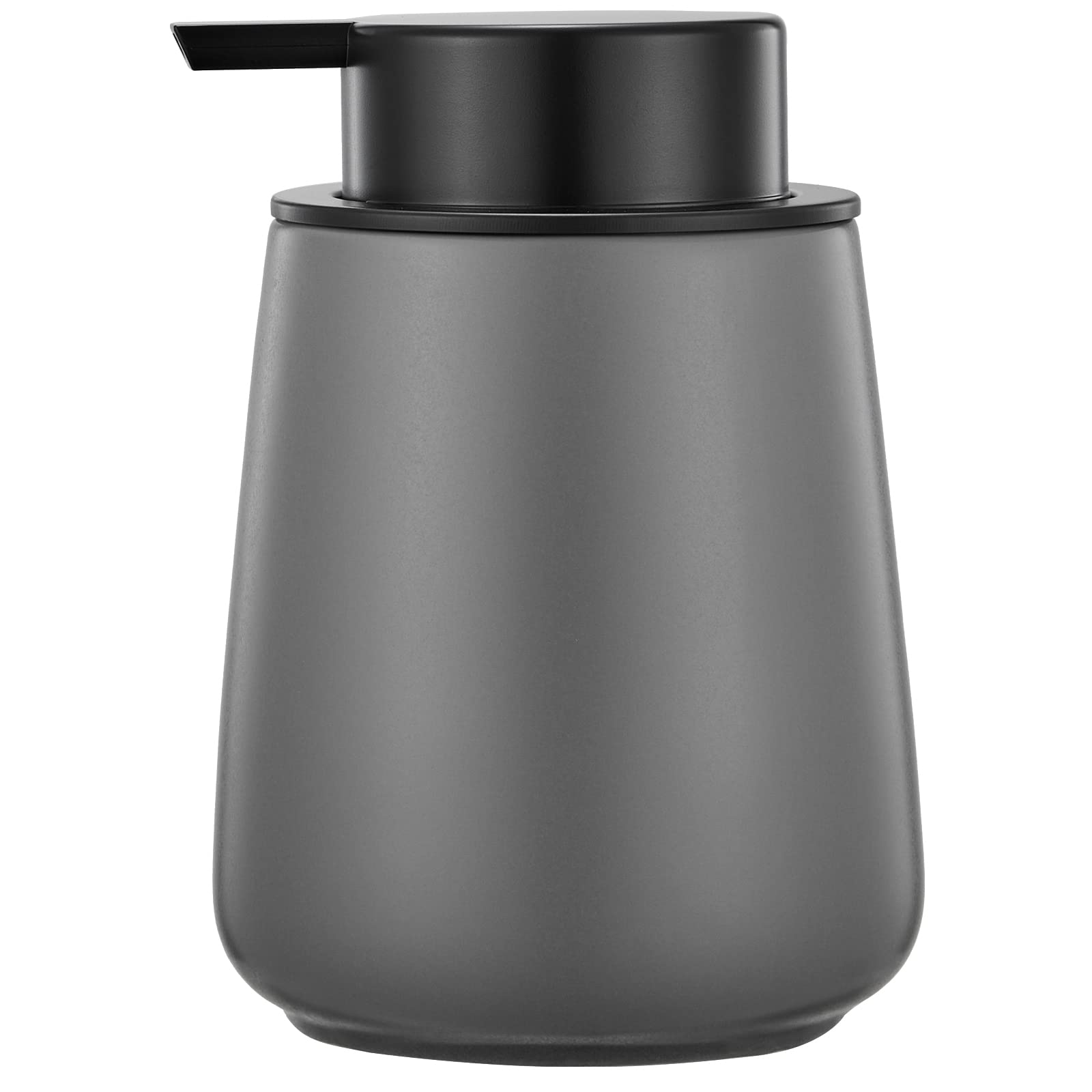 12Oz Grey Hand Soap Dispenser - Modern Ceramic Lotion Soap Dispenser With Easy-To-Press Black Pump, Reusable And Refillable Liqu