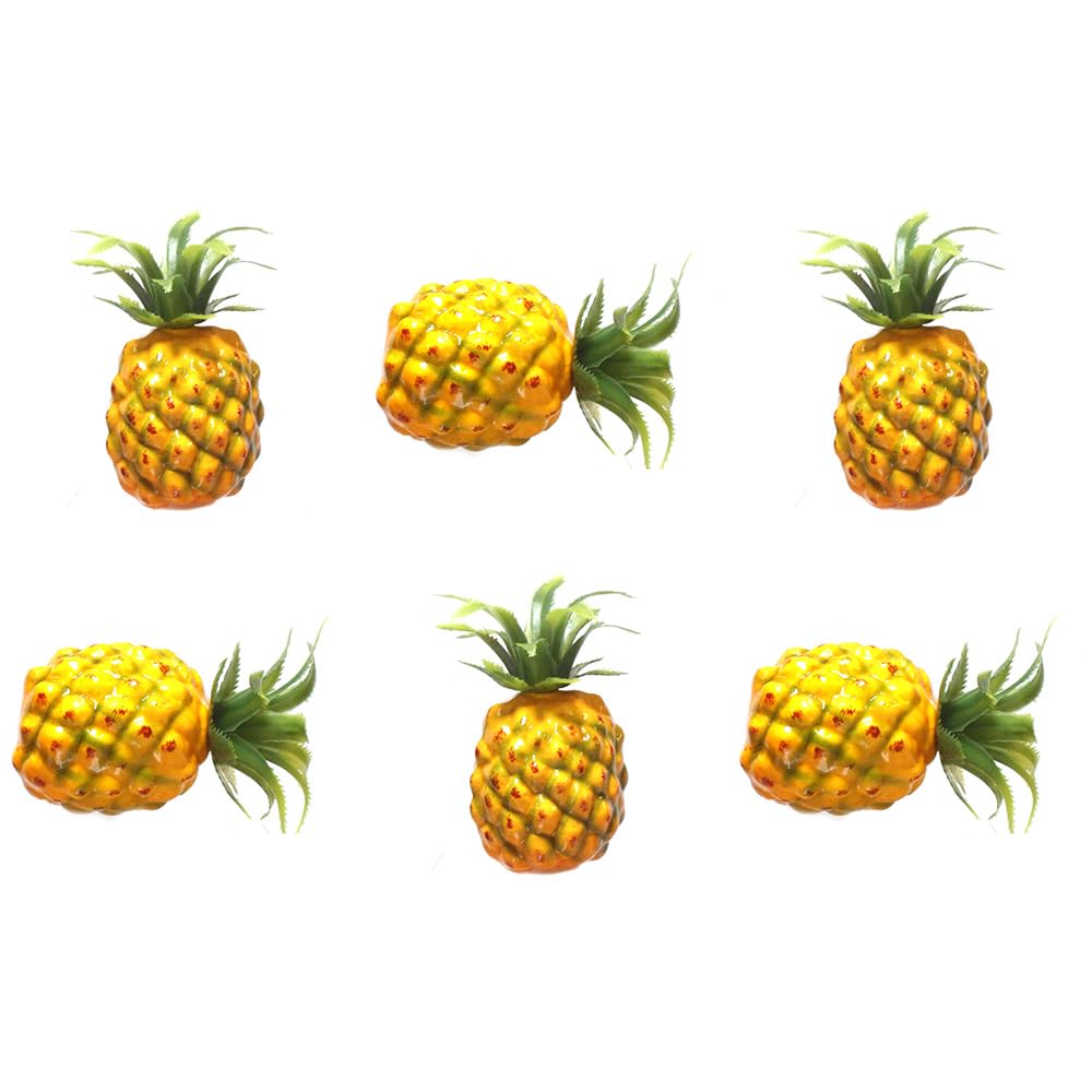 Vasefill 6-Pack Artificial Mini Pineapple Plastic Yellow Green Pineapples Fruit Six Pieces Pina Ananas