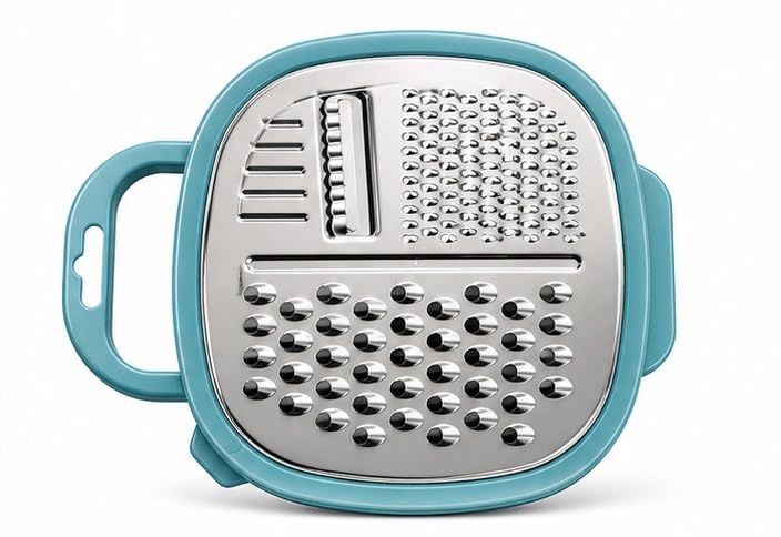 Airlock Stainless Steel Grater With Handle & NonSlip Base | Multifunctional Vegetable, Fruit & Cheese Grater & Zester | Durable