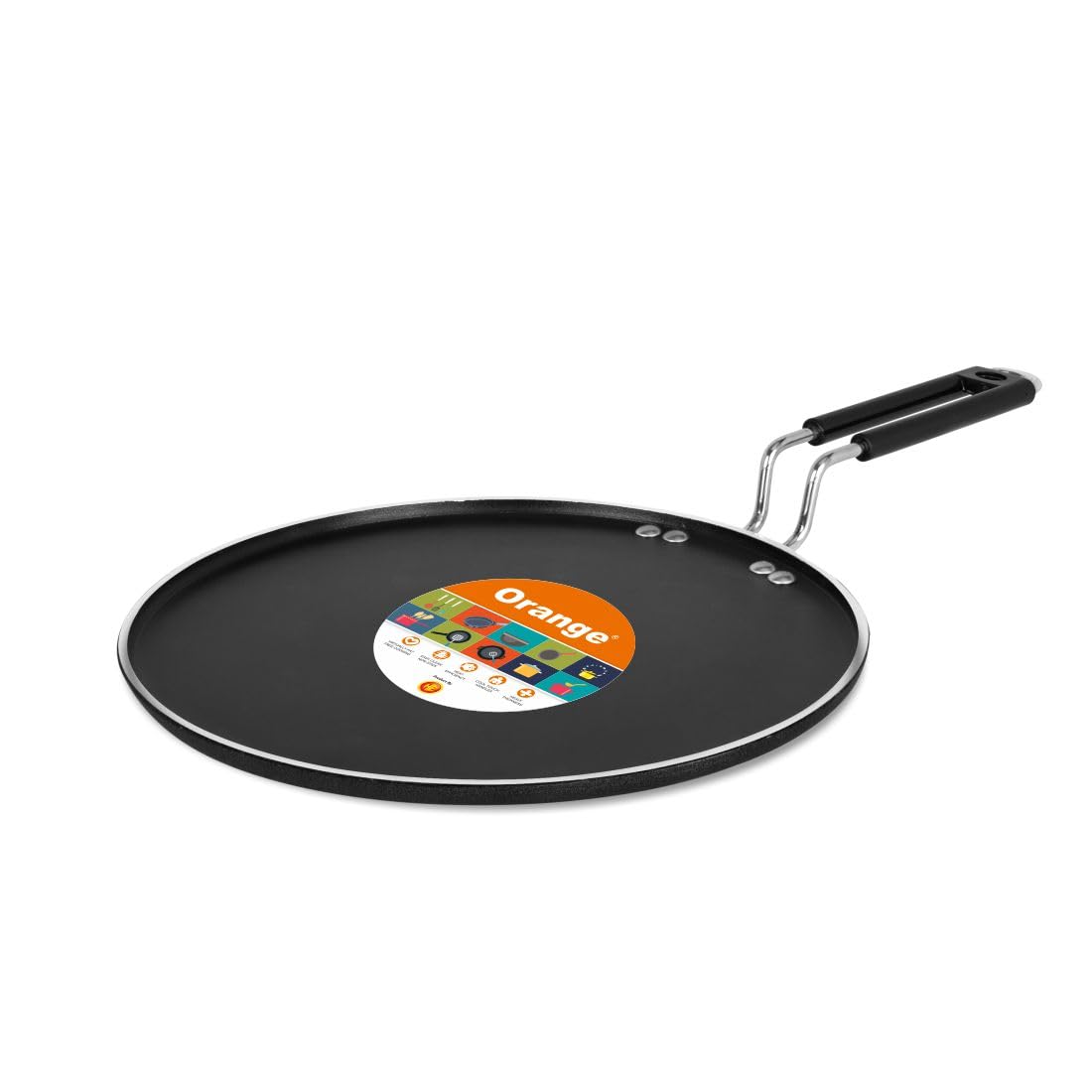 Orange Aluminium Non-Stick Smart Dosa Tawa/Flat Tawa/Paratha/Uttapam Tawa, 29.5 Cm Diameter | 4Mm Heavy Thicknes | Gas Top Compa