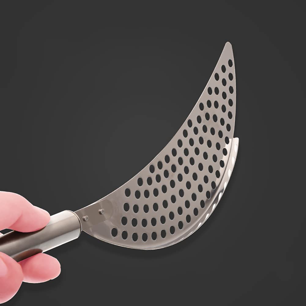 2 Pack Crescent Pot Strainer Stainless Steel Grease Pasta Strainer Insert Drainer With Handheld For Different Pot Pan Kitchen To