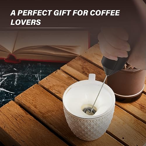 Simple Deluxe Milk Frother Handheld With Stainless Steel Stand Battery Operated Whisk Drink Mixer For Coffee, Frappe, Latte, Mat