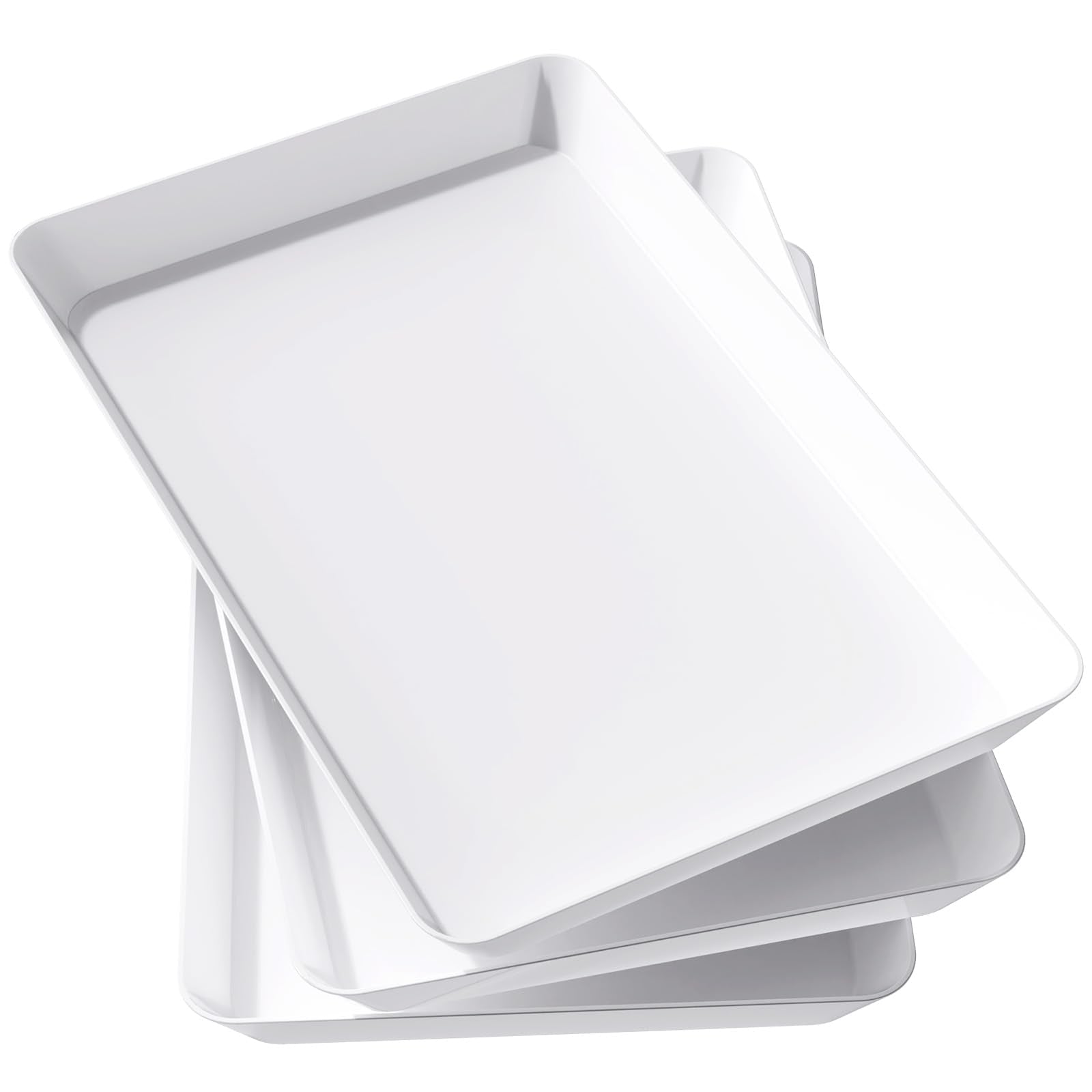 Lifewit Serving Tray Plastic For Party Supplies, 15 '' X 10 '' Platters For Serving Food, 3 Pcs White Reusable Tray For Veggie,