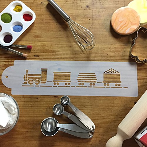 Designer Stencils Train With Track Cake Foodgrade Stencil, 2 X 11.3 Inches