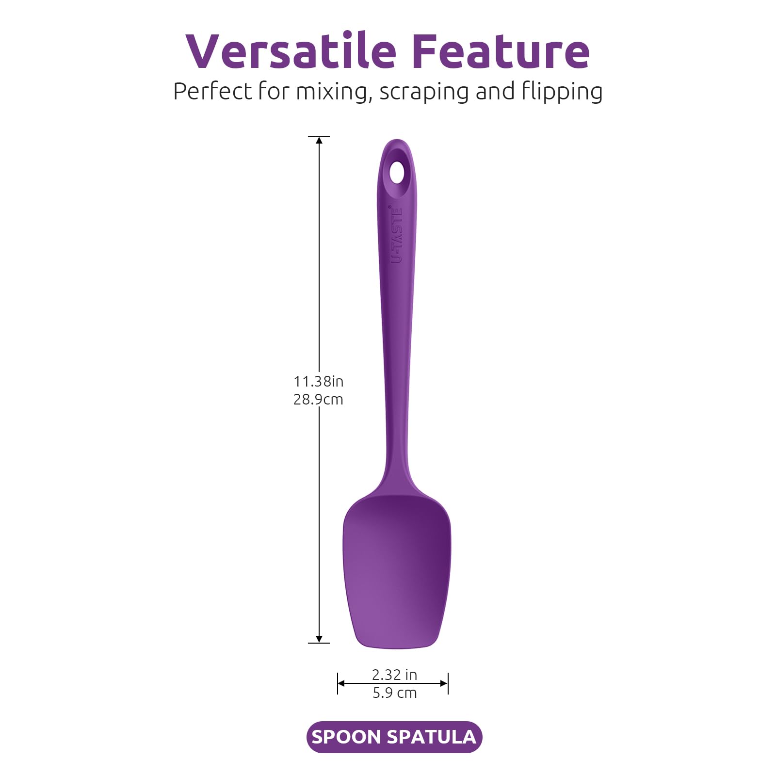 U-Taste Silicone Spoon Spatula Set, 600F High Heat Resistant Food Grade Flexible Rubber Scraper, Integrated Cooking Mixing Bakin