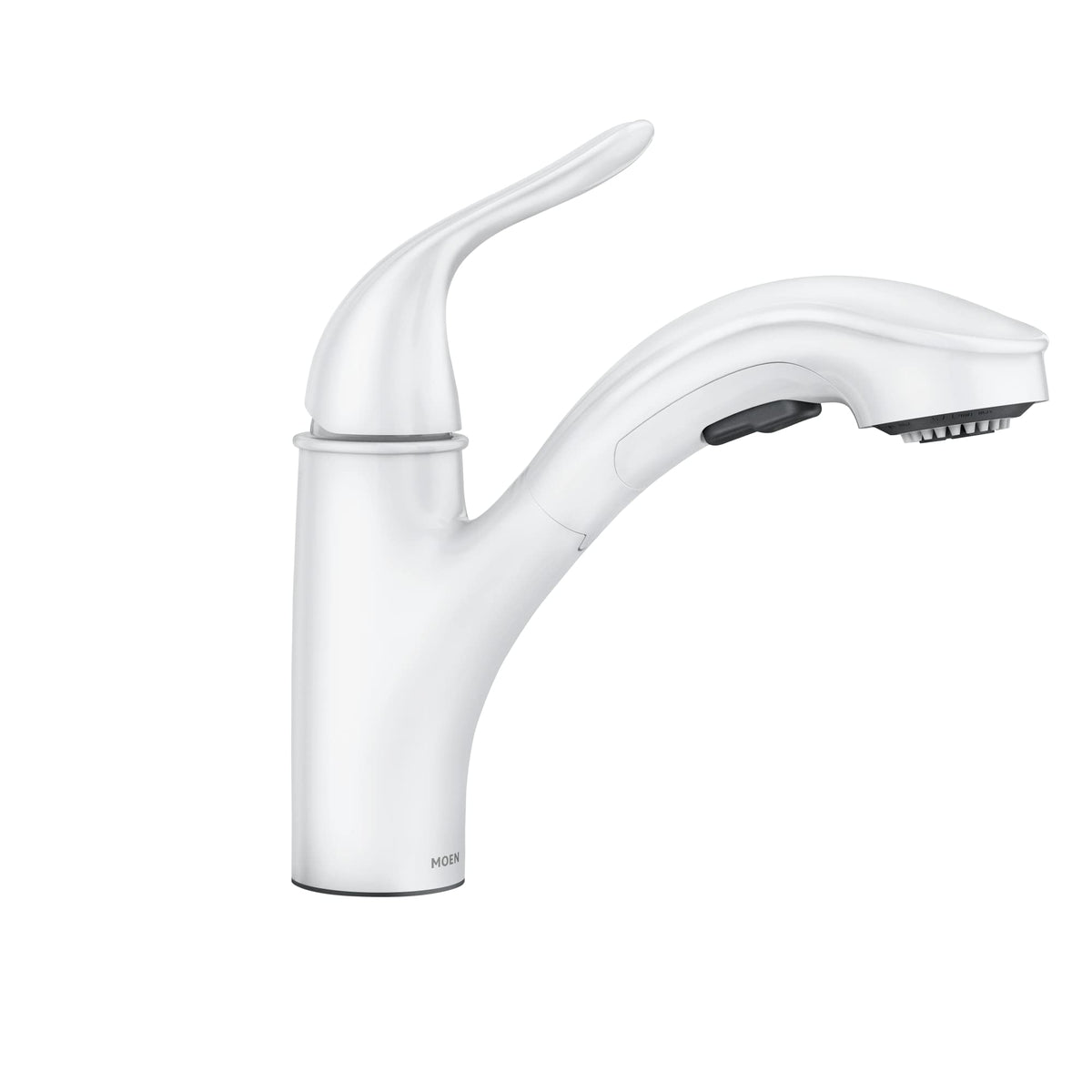 Moen Brecklyn Glacier White One-Handle Single-Hole Kitchen Faucet With Pull-Out Sprayer And Power Clean, Optional Deckplate Incl