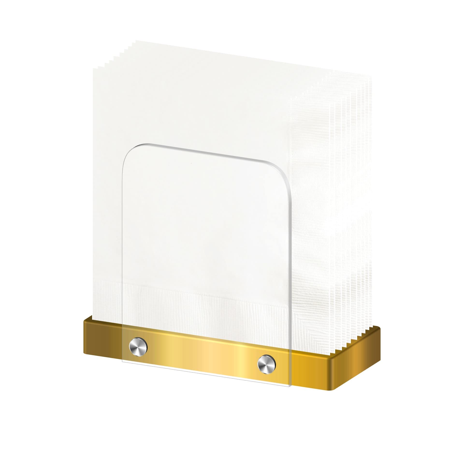 Modern Napkin Holder For Kitchen, Standing Napkin Holder For Tables, Clear Acrylic And Gold Steel Base Kitchen & Dining Room Dec