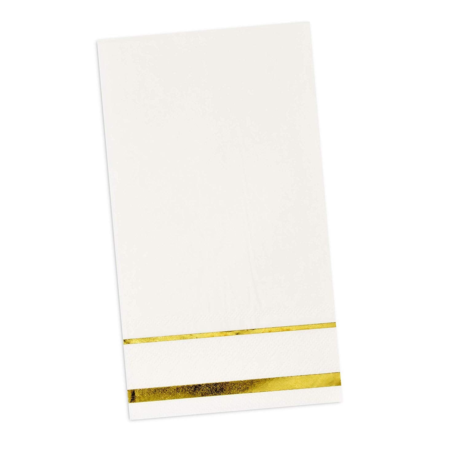 Gift Boutique 100 Gold Trim Lined Guest Napkins Elegant Dinner Hand Napkin Towel for Holiday Bathroom Wedding Birthday Party Bridal Baby Shower