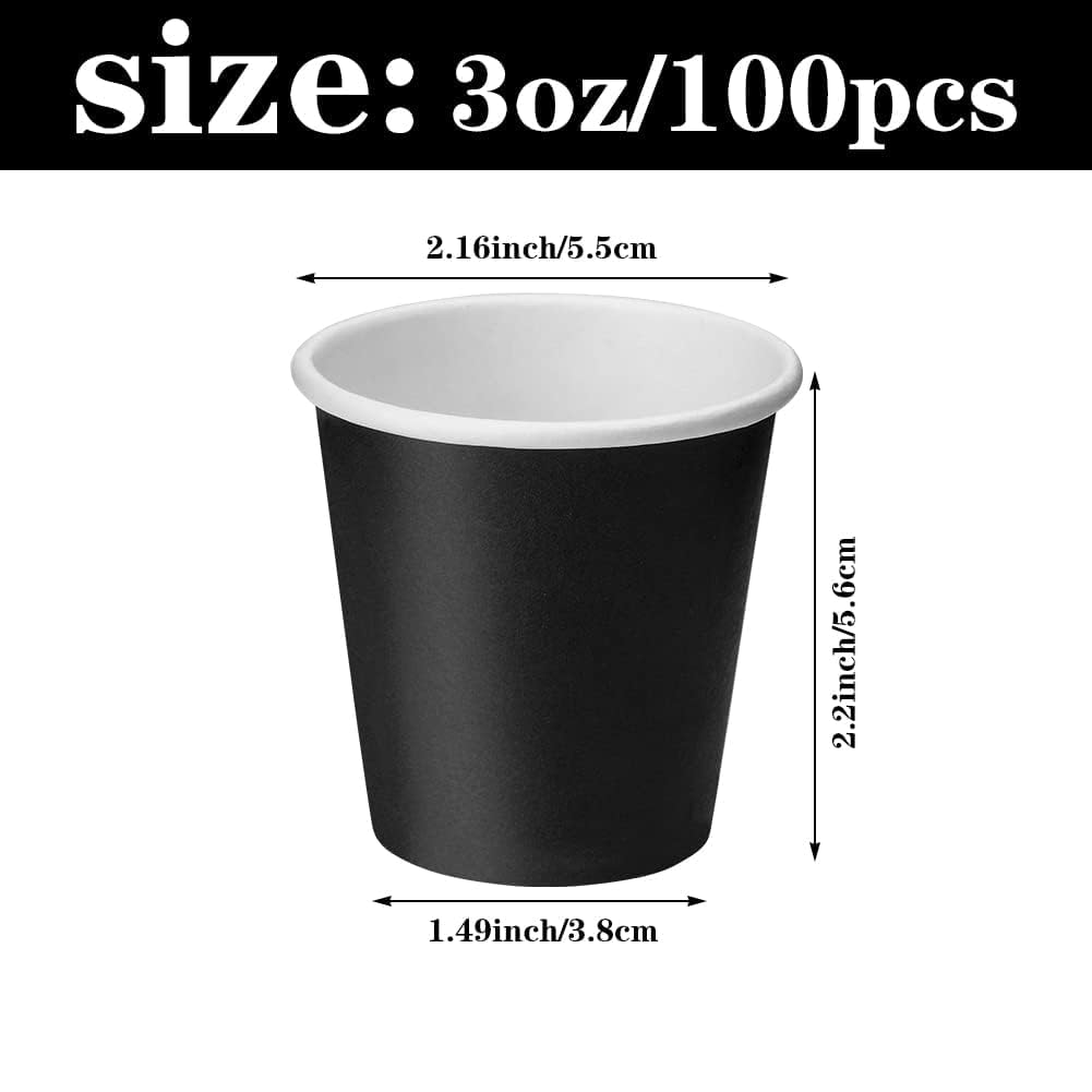 Huaiid 3 Oz 100 Packs Small Disposable Bathroom Mouthwash Cups Bathroom Paper Cups Espresso Paper Cups Small Paper Cups for Snack Bathroom Espresso Perfect for Home Condos Rvs Campers(Black)