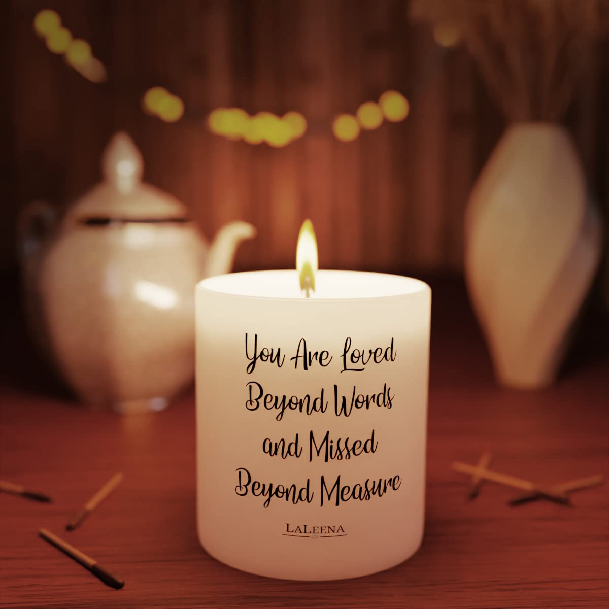 Scented Soy Memorial Candle - Glass Jar Candle Gift with 100% Organic Soy Wax & Fragrance Oil - Missing Someone Gift Decor for W