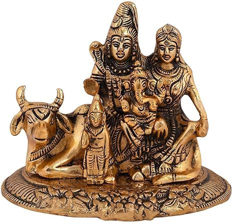 Achleshwar Handcrafted Shiva Parvati Ganesh Idol Shiv Parivar Murti Statue Sculpture - Lord Shiva Idols Family Sitting On Nandi 