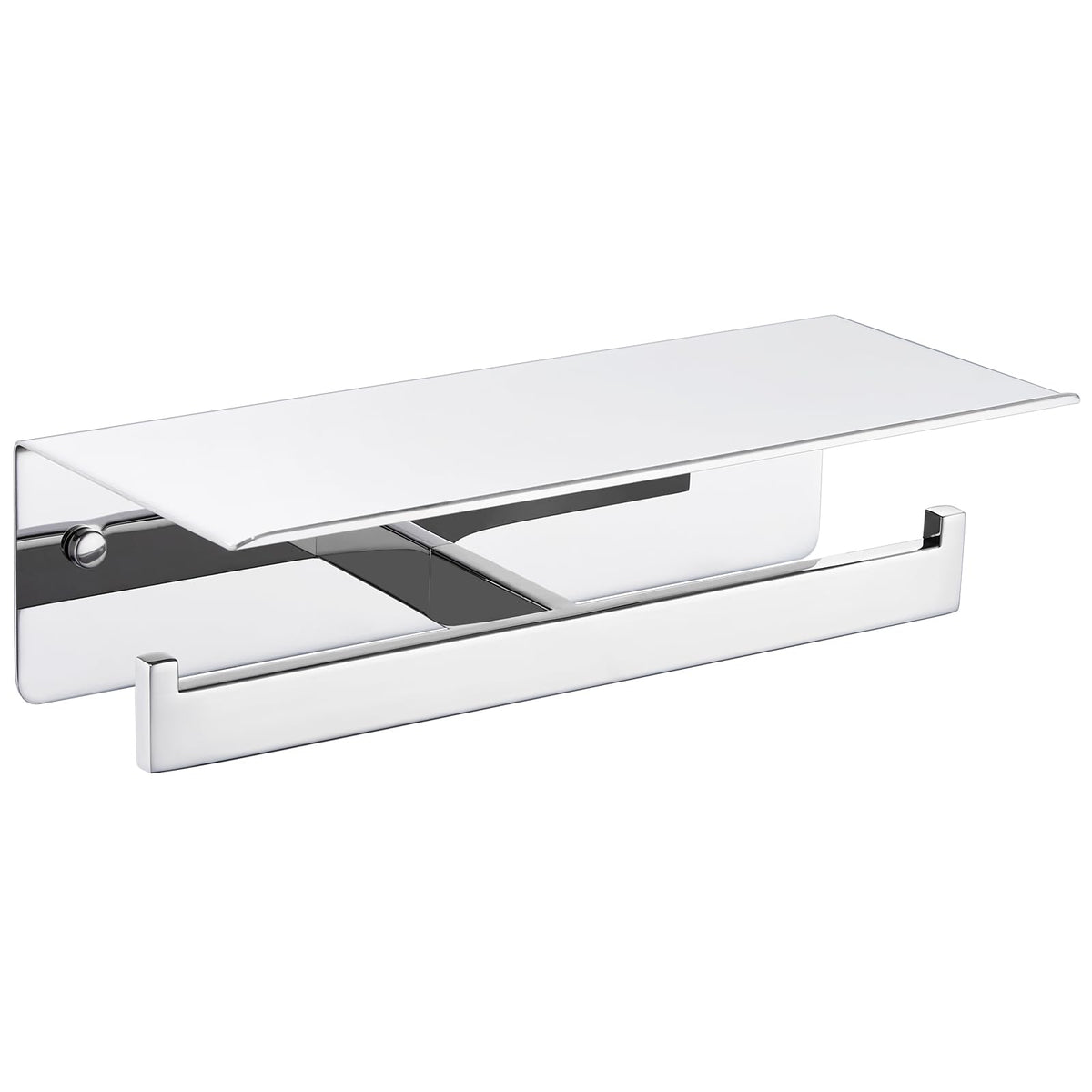 Toilet Paper Holder With Shelf, Suyar 304 Stainless Steel Bathroom Double Paper Roll Toilet Tissue Holder With Phone Shelf Wall