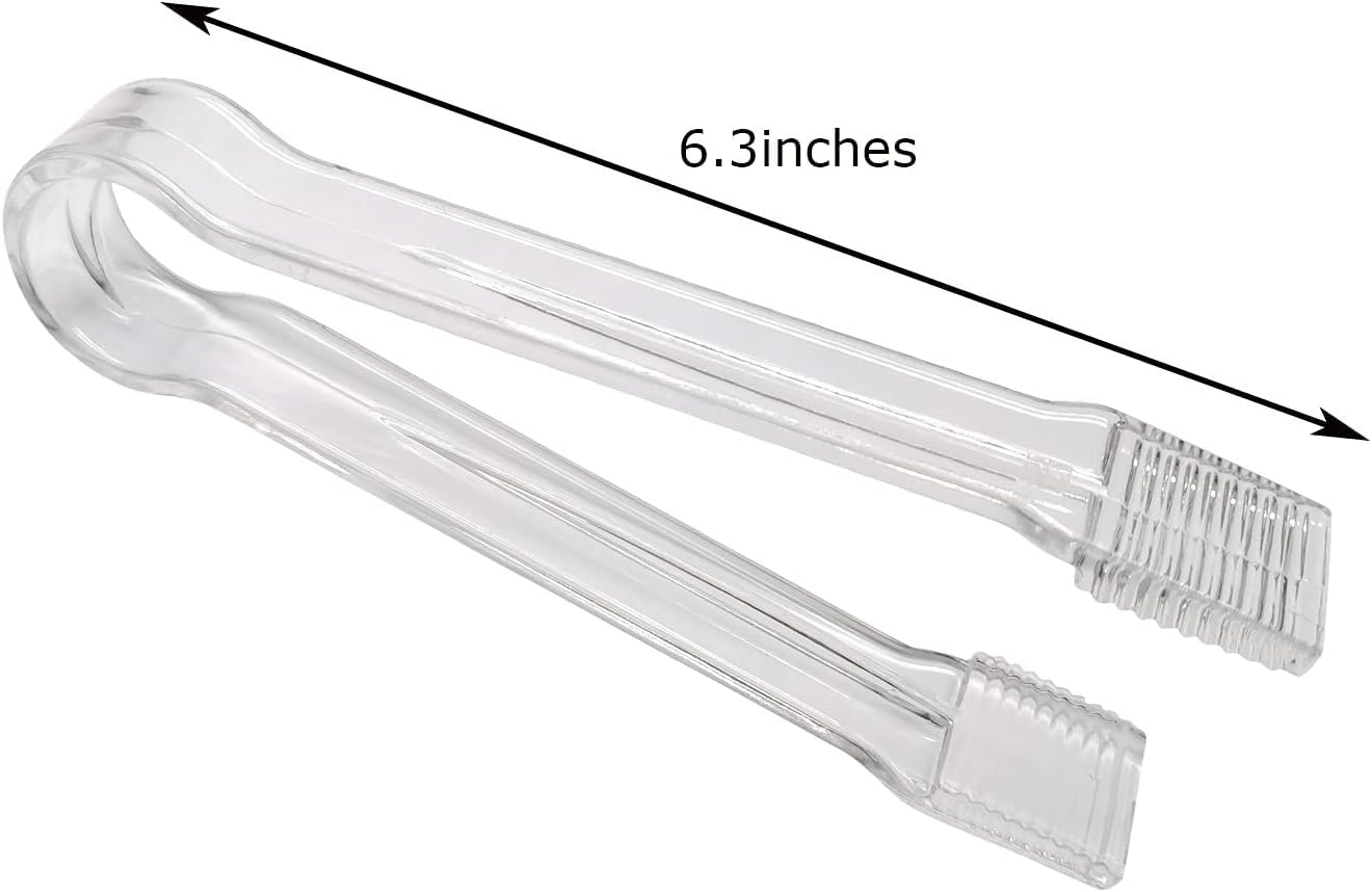 8 Pcs Plastic Buffet Serving Tongs, Clear Kitchen Tongs 6.3 Inch Small Ice Tongs For Tea And Coffee Party Catering Appetizers Sa