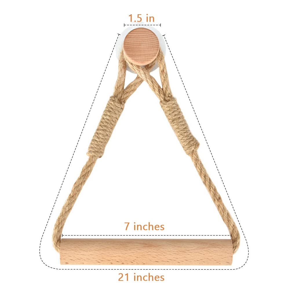 Wood & Rope Wall Toilet Paper Holder, Rustic Tissue Rolls Paper Holder Wall Mounted, Nautical Rattan Bathroom Accessories With S