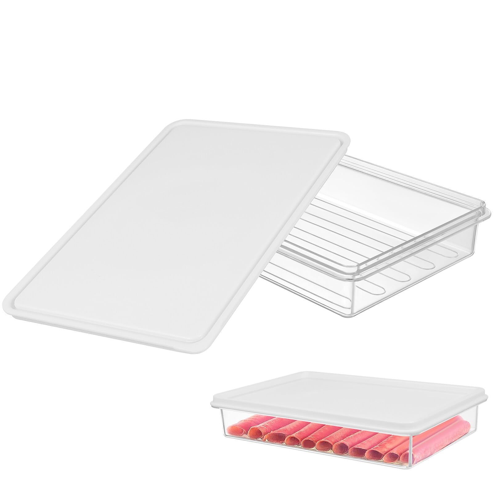 Hemoton Clear Meat Storage Container Bacon Keeper Box Bacon Storage Bins Refrigerator Meat Saver Case Fruit Vegetable Organizer