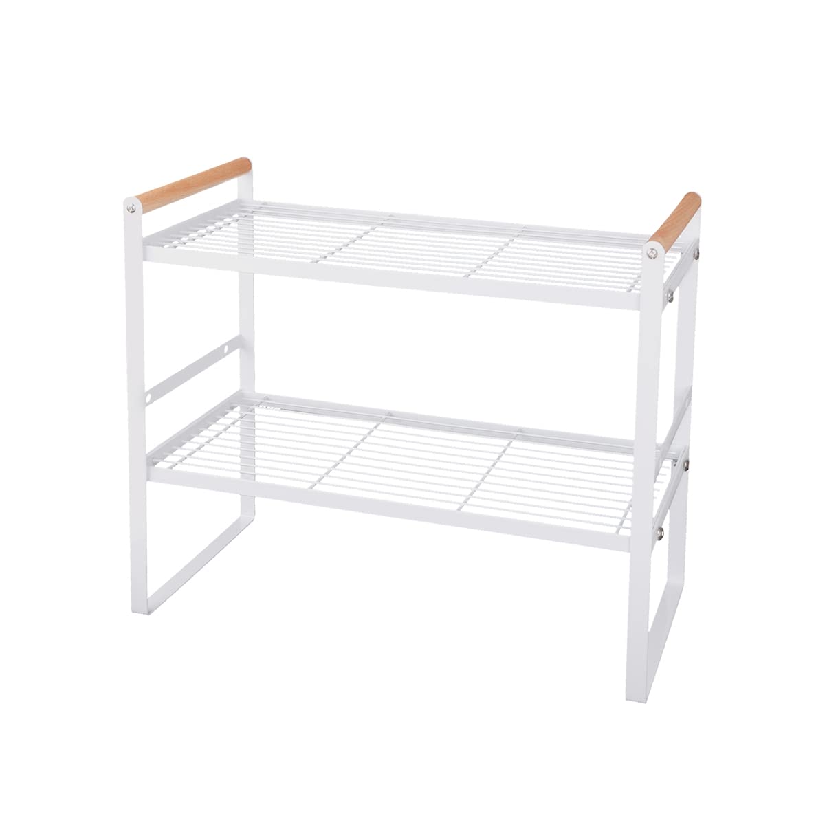 Fvstar Kitchen Counter Shelf,Space Saving Cabinet Organizer Shelf,2 Tier Counter Shelf with Wood Handle,Bathroom Countertop Shel
