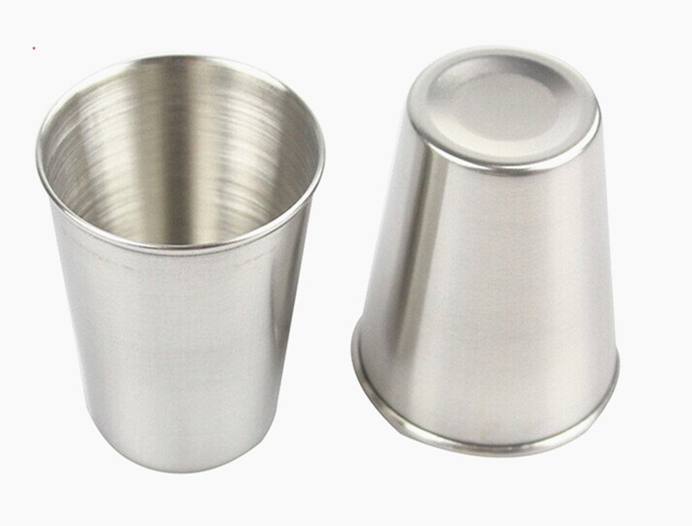 Yueton Set Of 4 Stainless Steel Shot Cups Drinking Vessel With Black Leather Carrying Case (70Ml)