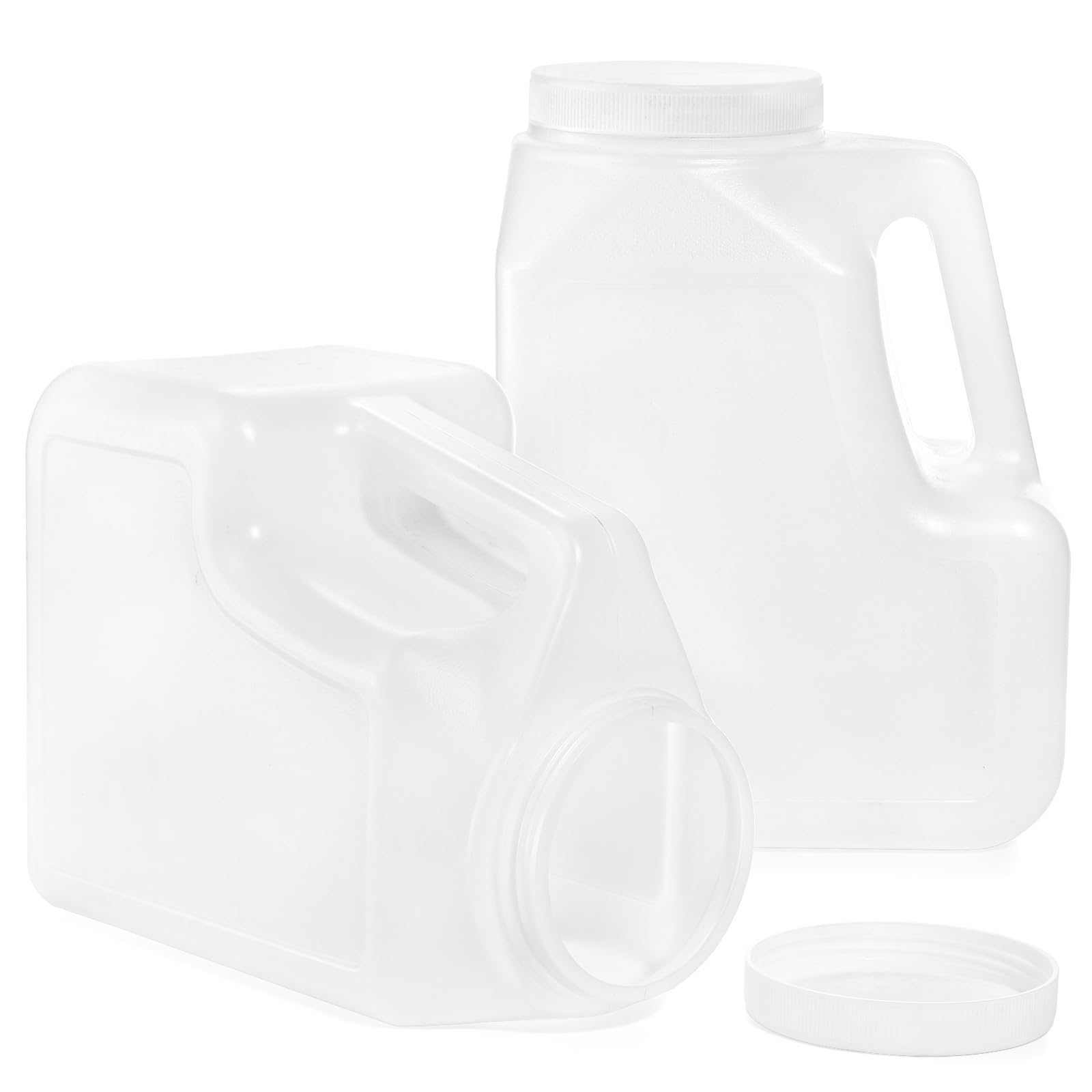 Yesland 2 Pcs White Plastic Gallon Jar With Handle And Airtight Lid - Square Empty Storage Containers And Jugs - 1.25 Gallon Wid