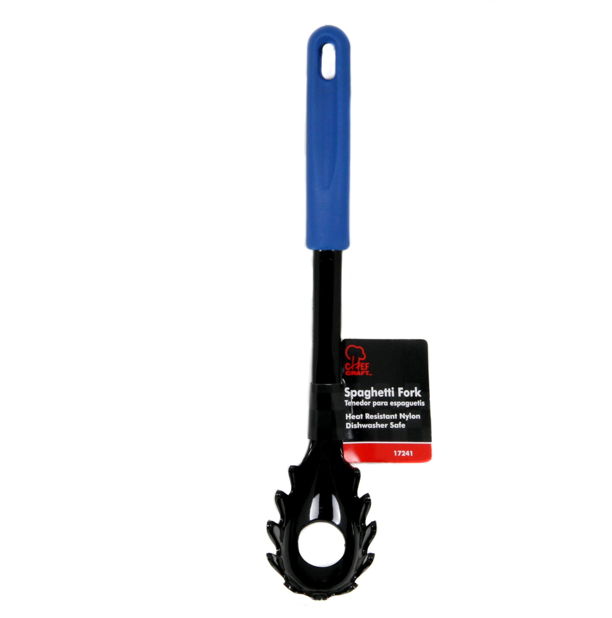 Chef Craft Basic Nylon Pasta/Spaghetti Fork, 11.5 Inch, Blue/Black