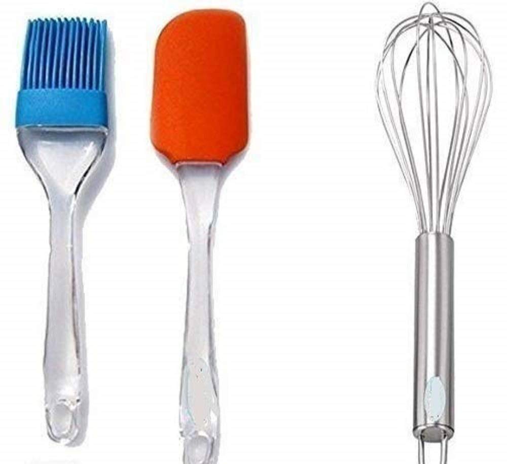 Legion Silicone Cooking Oil Brush + Spatula + Stainless Steel Whisker Combo Set  Kitchen Tools For Cooking & Baking Used In Mix