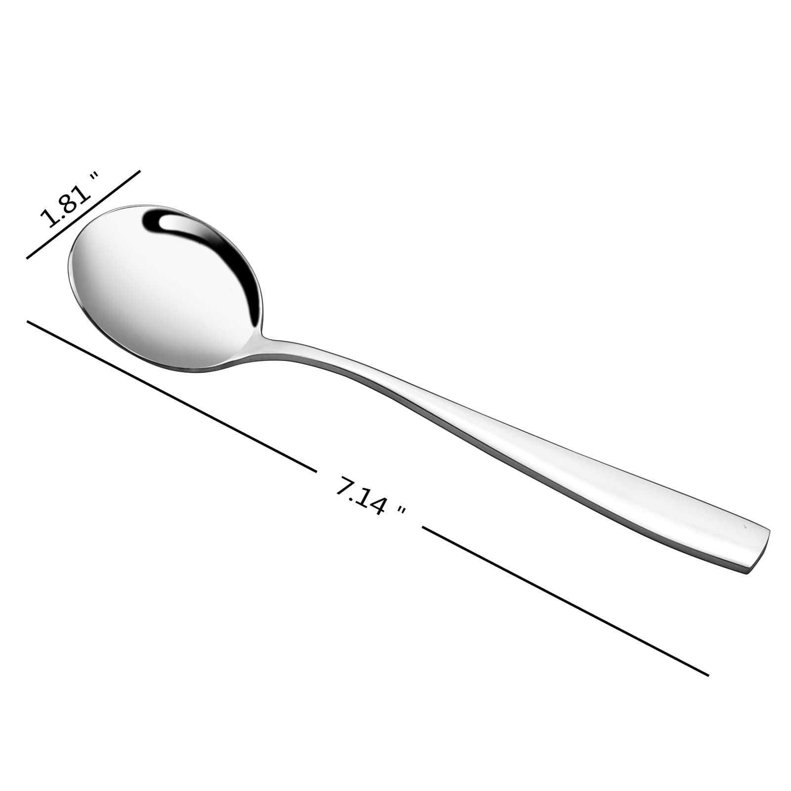 Nicesh 16-Piece Stainless Steel Round Soup Spoons, Round Bouillon Spoons